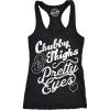 Womens Tank Chubby Thighs and Pretty Eyes Gym Shirt Funny Workout Racerback Top(Black)