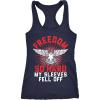 Womens Tank Freedom so Hard My Sleeves Fell Off Tanktop Funny USA 4th of July Shirt(Navy)