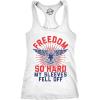 Womens Tank Freedom so Hard My Sleeves Fell Off Tanktop Funny USA 4th of July Shirt(White)