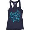 Womens Tank Seas The Day Tanktop Cute Mermaid Summer Tee for Ladies Glitter Print(Navy)