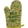 World’s Okayest Chef Oven Mitt Funny Cooking Floral Kitchen Glove Gag Gift Funny Graphic Kitchenwear Cool Sarcastic Novelty Cookware Yellow Oven Mitt(Oven Mitt)