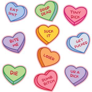 Candy Hearts Sticker Extra Large Stickers for Adults Funny Adhesives with Memes Love Cool Sarcastic Multi 10 Pieces(10 Pieces)
