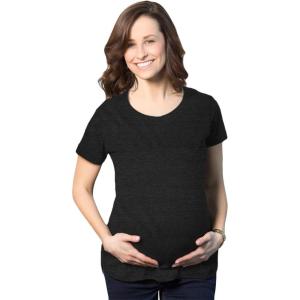 Comfortable Womens Maternity Shirts Blank Pregnancy Shirts Plain Fitted Tees(Heather Black)