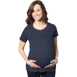 Comfortable Womens Maternity Shirts Blank Pregnancy Shirts Plain Fitted Tees(Heather Navy)