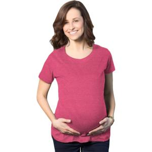 Comfortable Womens Maternity Shirts Blank Pregnancy Shirts Plain Fitted Tees(Heather Pink)