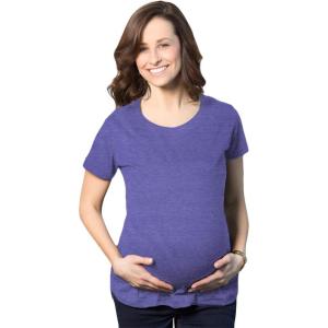 Comfortable Womens Maternity Shirts Blank Pregnancy Shirts Plain Fitted Tees(Heather Purple)
