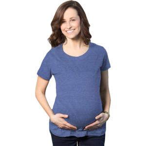 Comfortable Womens Maternity Shirts Blank Pregnancy Shirts Plain Fitted Tees(Heather Royal)