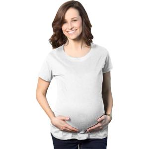 Comfortable Womens Maternity Shirts Blank Pregnancy Shirts Plain Fitted Tees(White)