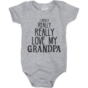 Crazy Dog T-Shirts Baby Really Really Love My Grandpa Cute Funny Infant Creeper Bodysuit