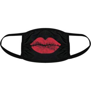 Crazy Dog T-Shirts Big Lips Face Mask Funny Kiss Novelty Graphic Nose and Mouth Covering Funny Masks for Adults Love Novelty Masks for Adults Black 1 Pack
