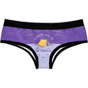 Crazy Dog T-Shirts Camping Is In Tents Womens Panties Funny Outdoor Lover Nature Intense Graphic Novelty Underwear(Purple)