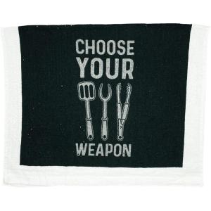 Crazy Dog T-Shirts Choose Your Weapon Funny Barbecue Cooking Utensils Tea Towel(Choose Your Weapon)