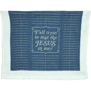 Crazy Dog T-Shirts Choose Your Weapon Funny Barbecue Cooking Utensils Tea Towel(Test the Jesus)
