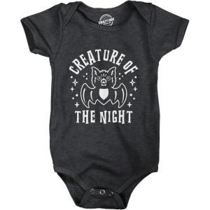 Crazy Dog T-Shirts Creature of The Night Baby Bodysuit Funny Cute Halloween Bat Graphic Jumper for Infants