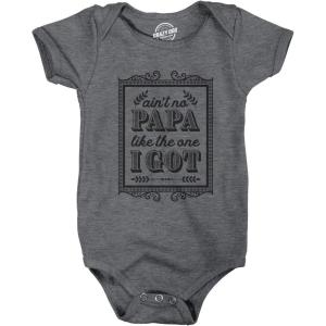 Crazy Dog T-Shirts Creeper Aint No Papa Like The One I Got Baby T shirt Funny Fathers Day Newborn(Dark Heather Grey)