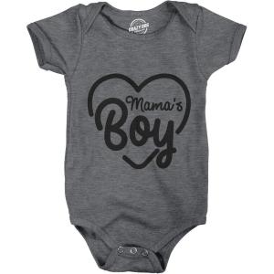 Crazy Dog T-Shirts Creeper Mamas Boy Cute Funny Sarcastic Shower Baby Shirt Gift for Newborn Son(Light Heather Grey)