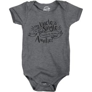Crazy Dog T-Shirts Creeper My Uncle Is Single New Baby T Shirt Funny Sarcastoc Newborn Family Cool(Dark Heather Grey)