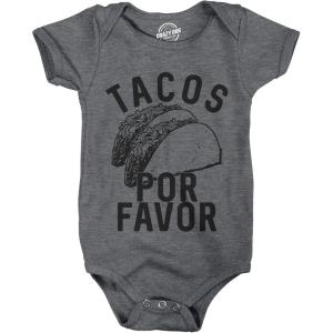 Crazy Dog T-Shirts Creeper Tacos Por Favor Funny Shower Gift for Newborn Baby Shirt Toddler(Dark Heather Grey)