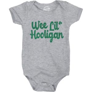 Crazy Dog T-Shirts Creeper Wee Lil Hooligan T Shirt Funny Saint Patricks Day Baby Gift St Patty Tee(Light Heather Grey)