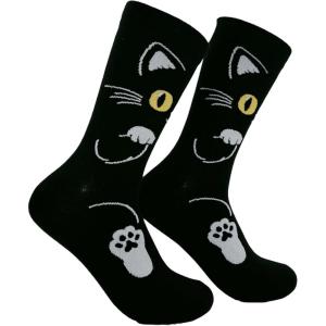 Crazy Dog T-Shirts Cute Cat Socks for Women Fun Socks with Kitties and Sarcastic Humor(Black Cat)