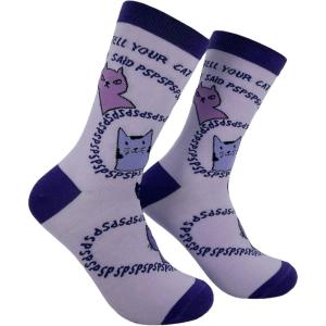 Crazy Dog T-Shirts Cute Cat Socks for Women Fun Socks with Kitties and Sarcastic Humor(Cat Said Pspsps)