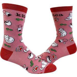 Crazy Dog T-Shirts Cute Cat Socks for Women Fun Socks with Kitties and Sarcastic Humor(Kit Tea)