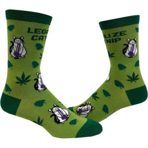 Crazy Dog T-Shirts Cute Cat Socks for Women Fun Socks with Kitties and Sarcastic Humor(Legalize Catnip)