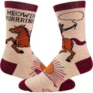 Crazy Dog T-Shirts Cute Cat Socks for Women Fun Socks with Kitties and Sarcastic Humor(Meowdy Purrtner)