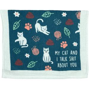 Crazy Dog T-Shirts Easily Distracted by Dogs Funny Puppy Pet Lovers Tea Towel(Cat Talk Shit)