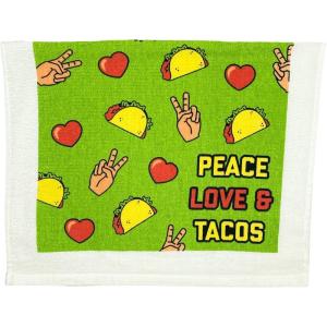Crazy Dog T-Shirts Fitness Taco Funny Eating Mexican Food Exercise Tea Towel(Peace Love Tacos)