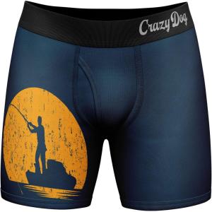 Crazy Dog T-Shirts Funny Fishing and Hunting Boxers for Men Sarcastic Deer Hunting and Fishing Joke Underwear for Guys(Arm in a Cast)