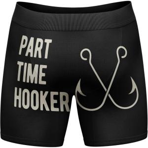 Crazy Dog T-Shirts Funny Fishing and Hunting Boxers for Men Sarcastic Deer Hunting and Fishing Joke Underwear for Guys(Black – Part Time Hooker)