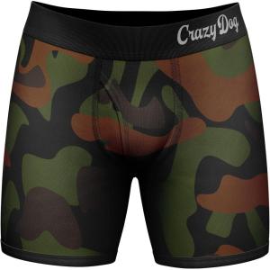 Crazy Dog T-Shirts Funny Fishing and Hunting Boxers for Men Sarcastic Deer Hunting and Fishing Joke Underwear for Guys(Trophy Husband)