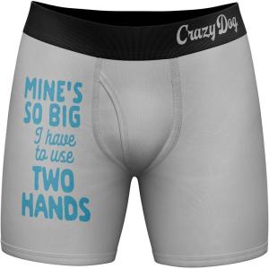 Crazy Dog T-Shirts Funny Fishing and Hunting Boxers for Men Sarcastic Deer Hunting and Fishing Joke Underwear for Guys(Two Hands)