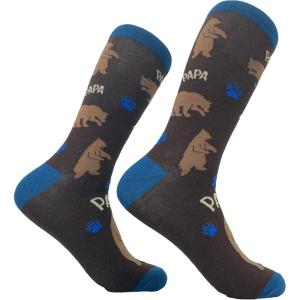 Crazy Dog T-Shirts Funny Papa Bear Crew Socks for Men – Cozy Cotton Animal Print – Gift for Dad, Fathers Day, Birthday, Christmas