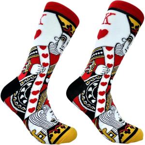 Crazy Dog T-Shirts Funny Poker Socks – Men’s Casino-Themed Dress Crew, Gambling & Playing Card Gift, Novelty Vegas Apparel for Players