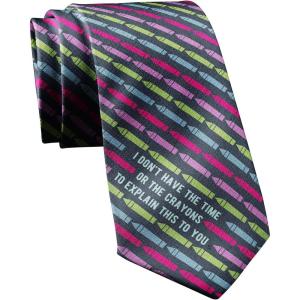 Crazy Dog T-Shirts Funny Tie for Men – I Do Not Have the Time or the Crayons to Explain This to You Print Necktie – Novelty Fun Gag Gift for Teachers Coworkers Geek Nerds Office Outfit Accessory