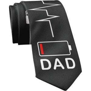 Crazy Dog T-Shirts Funny Ties for Dad Hilarious Graphic Neckties for Fathers Day Cool Dad Ties(Battery Low)