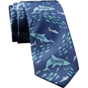 Crazy Dog T-Shirts Funny Ties for Dad Hilarious Graphic Neckties for Fathers Day Cool Dad Ties(Daddy Shark)