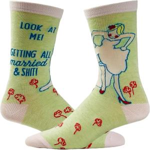 Crazy Dog T-Shirts Funny Wedding Socks for Women Gifts for Bachelorette Parties and Marriages(Look at Me)