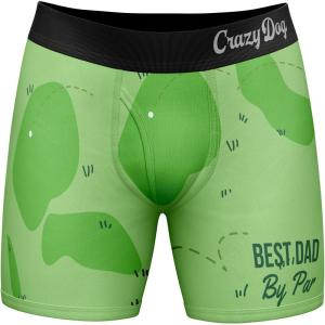 Crazy Dog T-Shirts Funnys Boxers for Dad Fathers Day Briefs Graphic Novelty Underwear for Dad(Dad By Par)