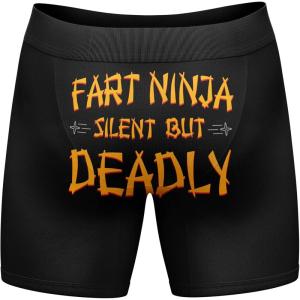 Crazy Dog T-Shirts Funnys Boxers for Dad Fathers Day Briefs Graphic Novelty Underwear for Dad(Fart Ninja)