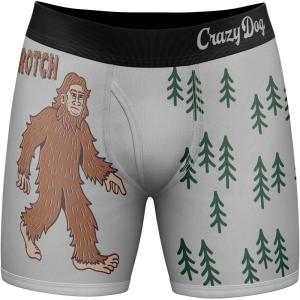 Crazy Dog T-Shirts Funnys Boxers for Dad Fathers Day Briefs Graphic Novelty Underwear for Dad(Grey)