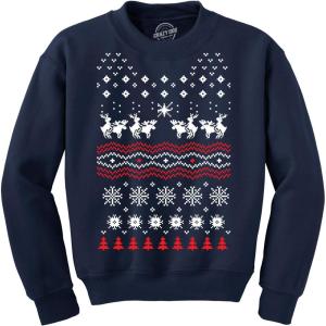Crazy Dog T-Shirts Humping Moose Funny Ugly Christmas Holiday Xmas Sweatshirt Offensive Party Tee(Navy)
