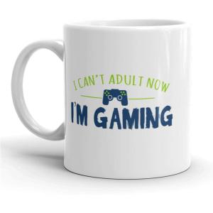 Crazy Dog T-Shirts I Can’t Adult I’m Gaming Mug Funny Video Games Hobby Coffee Cup – 11oz