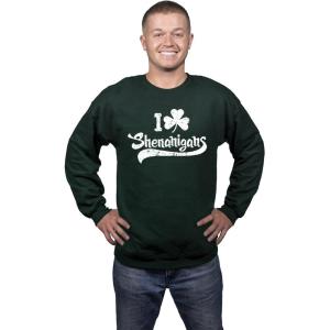 Crazy Dog T-Shirts I Clover Shenanigans Funny Saint Patricks Day Clover St Patty Unisex Sweatshirt(Forest Green)