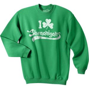 Crazy Dog T-Shirts I Clover Shenanigans Funny Saint Patricks Day Clover St Patty Unisex Sweatshirt(Green)
