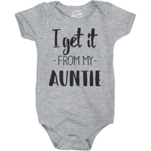 Crazy Dog T-Shirts I Get It From My Auntie Creeper Funny Family Baby Jumpsuit