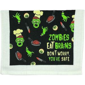 Crazy Dog T-Shirts Just The Tip I Promise Funny Horror Bloody Knife Tea Towel(Zombies Eat Brains)