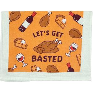 Crazy Dog T-Shirts Lets Get Basted Funny Turkey Dinner Drinking Tea Towel(Lets Get Basted)